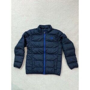 The North Face Boys L 14/16 Zip Up Blue Puffer 550 Down Jacket Winter Coat